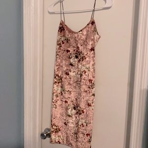 Crushed Velvet Dress with Flower Pattern
